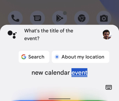 Say "New calendar event" then say the title